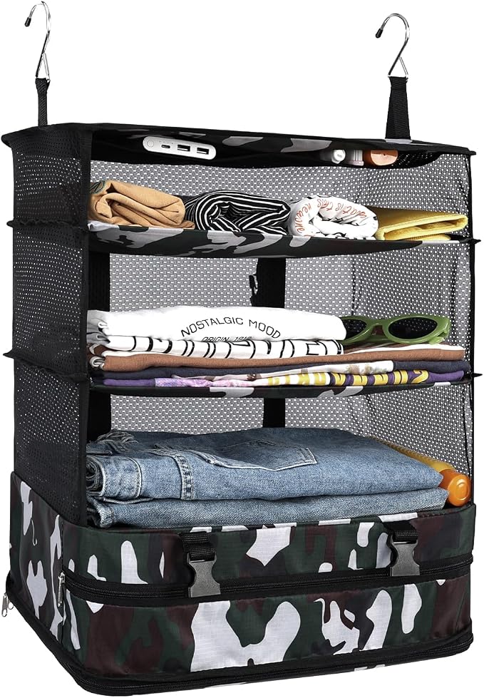 Surblue Hanging Closet Storage Bag Collapsible 3-Shelf Washable Oxford Fabric by SURBLUE