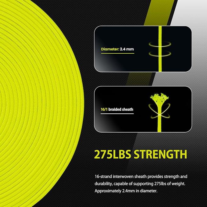 Abma Cord 2.4mm Paracord 275 100ft Nylon Rope 4 Strands Tactical Parachute Cord - Image 4