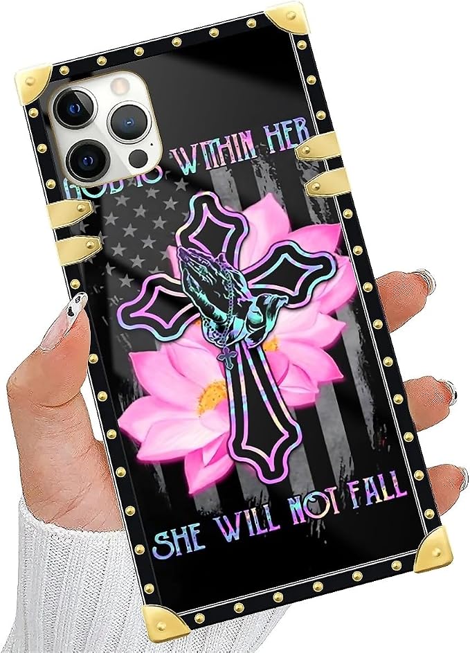 Compatible with iPhone 11 Pro Max Case, Praying Cross Hands Luxury Golden - Image 5