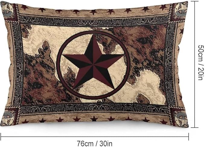 Western Texas Star Throw Pillow Covers Set of 2 Queen Size Rustic Vintage - Image 2