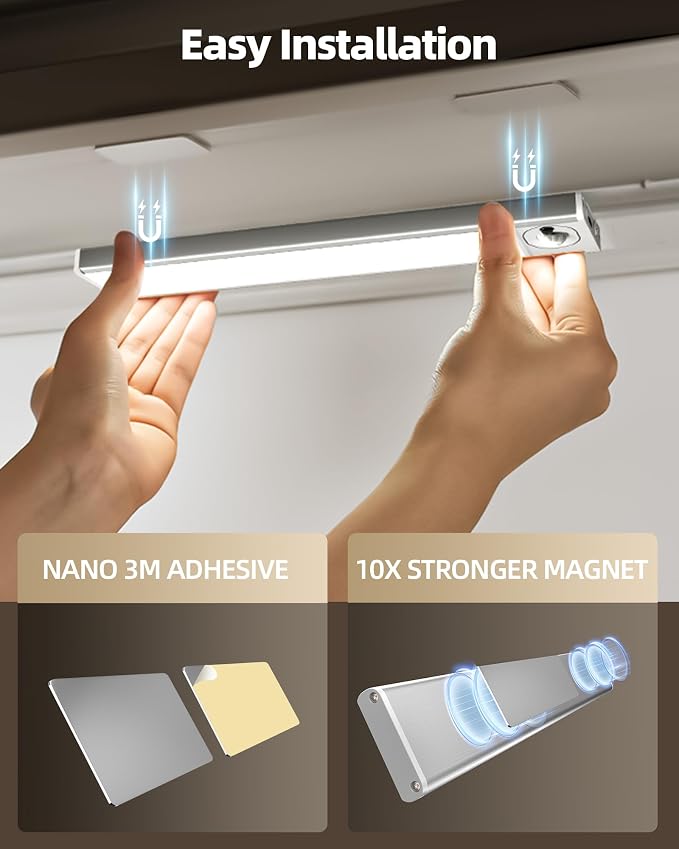 4Pack 7.8inch Under Cabinet Lighting, Rechargeable Motion Sensor Light Wireless - Image 7