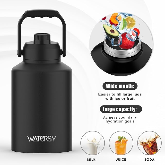 WATERSY Half Gallon Water Bottle Insulated, BPA Free&Leak Proof, 64oz Stainless - Image 5