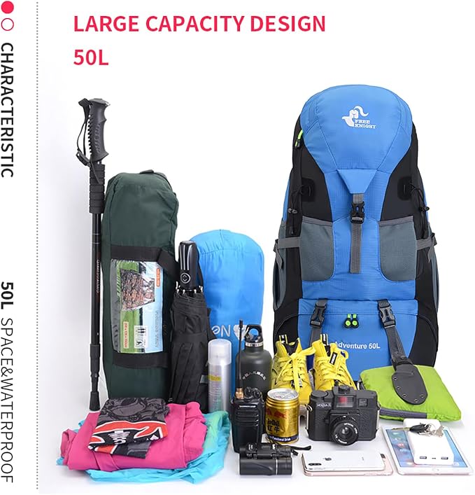 Bseash 50L Hiking Backpack, Water Resistant Lightweight Outdoor Sport Daypack - Image 9