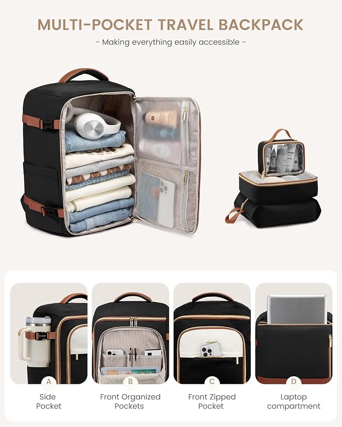 LOVEVOOK 40L Travel Backpack Carry on Flight Approved, Personal Item Bag - Image 4