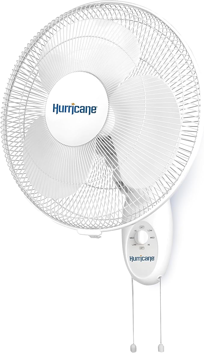 Hurricane 16" Supreme Oscillating Wall Mount Fan w/ 3 Quiet Speeds, Workshops & by Hurricane
