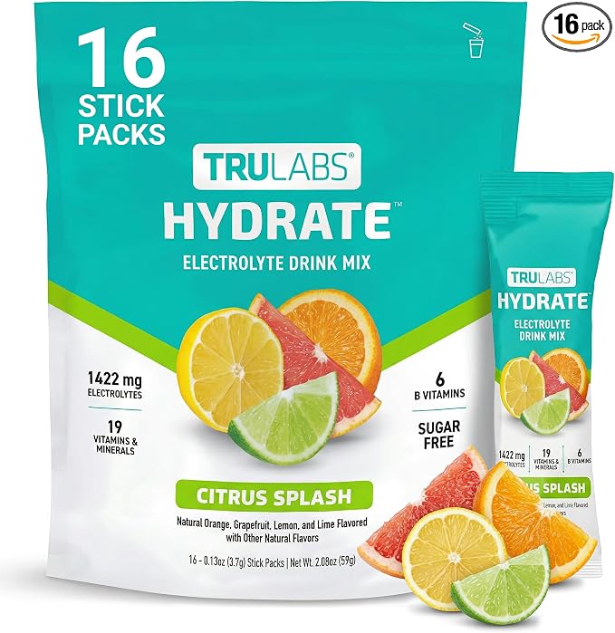 TRULABS Hydrate Electrolyte Drink Mix – Citrus Splash Flavor, Sugar-Free by Unknown