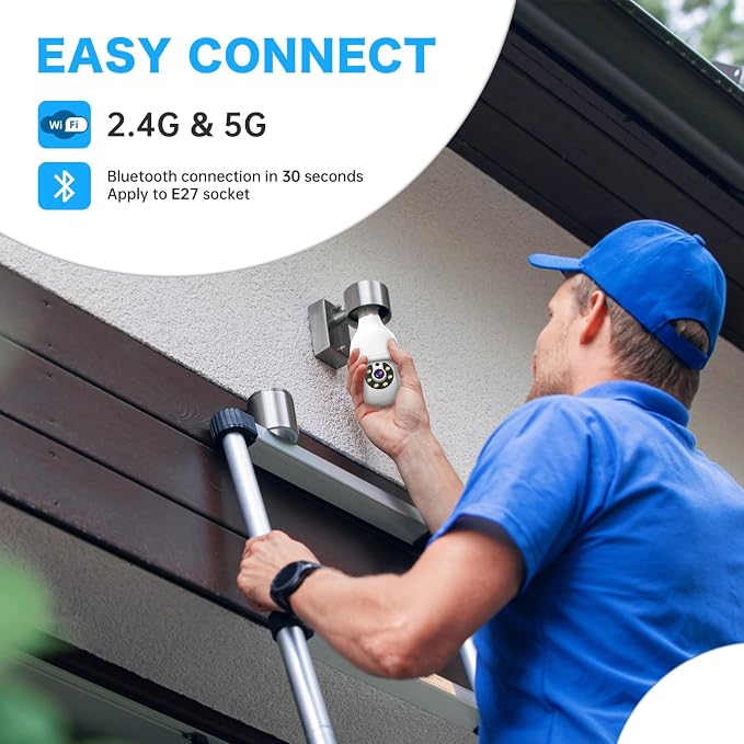 NoahTec 5MP Light Bulb Security Camera 5G&2.4G WiFi Security Cameras Wireless - Image 2