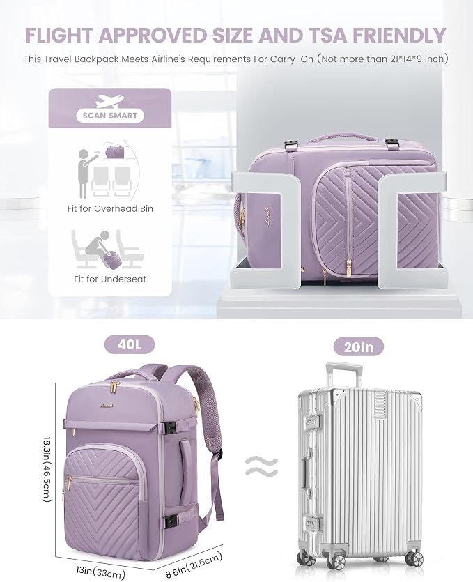 LOVEVOOK Large Travel Backpack for Women, TSA Carry on Backpack for Airplanes - Image 2