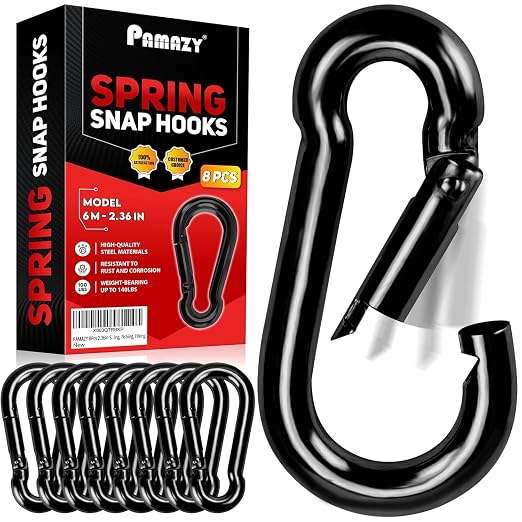 PAMAZY 8Pcs 2.36In Spring Snap Hooks, Carabiner Clip, Heavy Duty Rope Connector by Pamazy