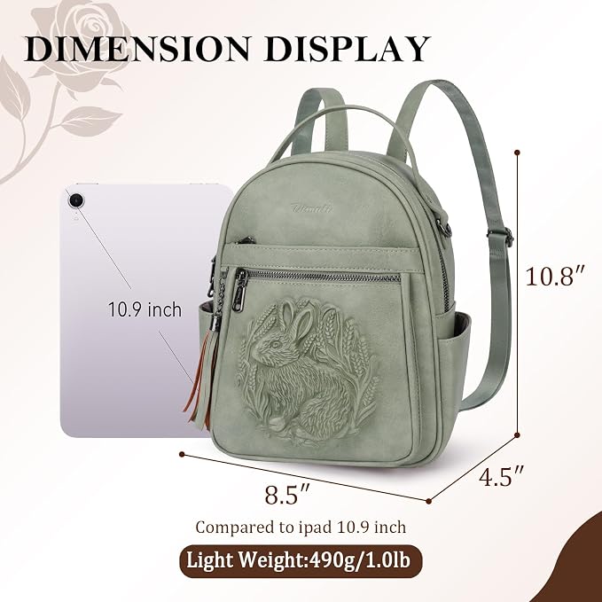 Mini Backpack Purse for Women, Embossed Leather Small Backpack Fashion Travel - Image 3