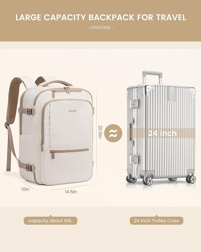 LOVEVOOK Travel Backpack for Women & Men, 60L Large Carry On Backpack Airline - Image 3