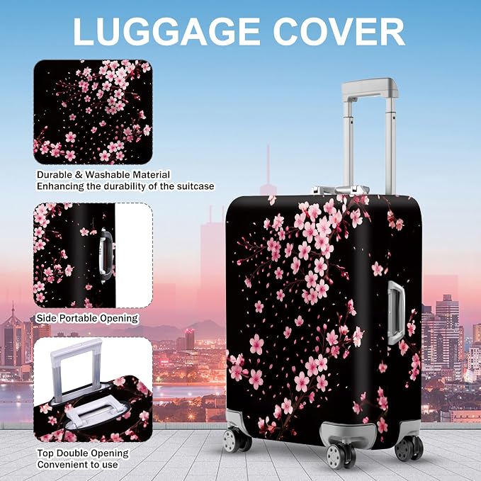 ANNA QUEEN Cherry Blossom Luggage Cover, Elegant Pink Sakura Design Suitcase - Image 3