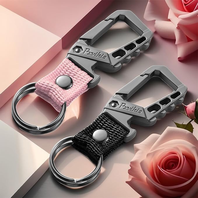 Metal heavy duty key chain carabiner clip bottle opener wrist lanyard ring car - Image 6