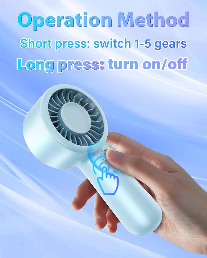 Portable Handheld Fan Personal Small Turbo Hand Fan Powerful, USB Rechargeable - Image 4