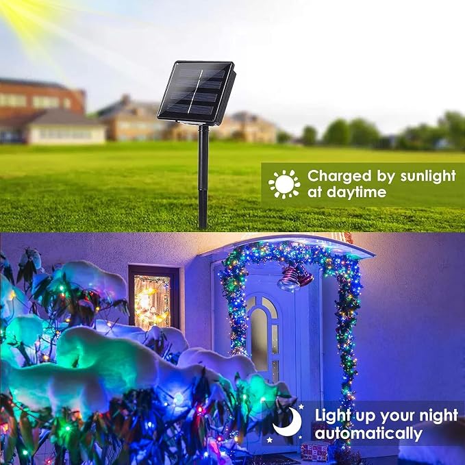 Solar String Lights Outdoor, 2 Pack Total 80FT 200 LED Solar Christmas Twinkle - Image 2