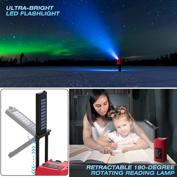 NITIGO Emergency Weather Radio, 4000mAh NOAA Weather Alert Radio Solar Charging - Image 2