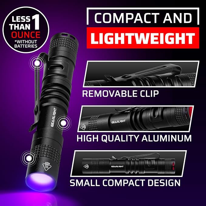 GearLight UV Flashlight S50-365 nm Mini Blacklight Ultraviolet Pen Flashlights - Image 3