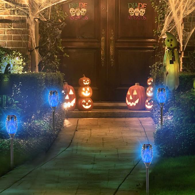 EOYIZW Solar Lights Outdoor, 12 Pack Blue Solar Torch Light - Image 6