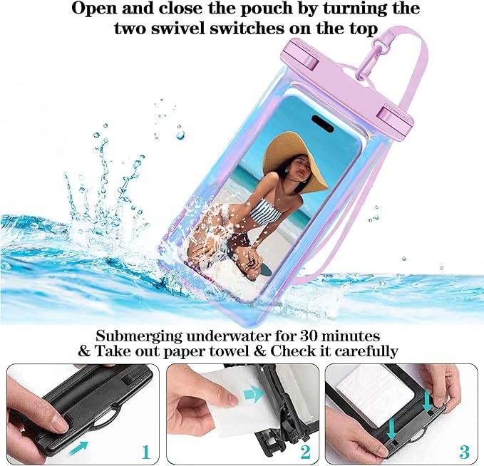 Up to 8.3" 4 Pack Iridescence Universal Waterproof Phone Pouch, Large Phone - Image 4
