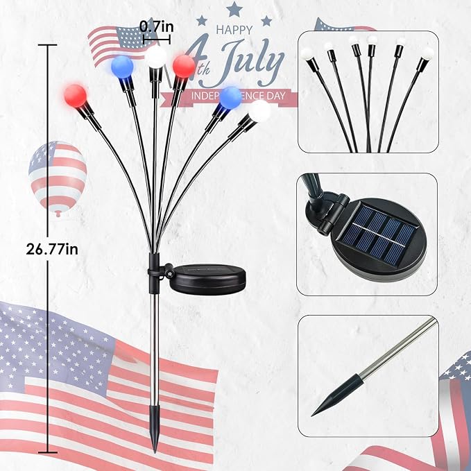 OZS 4pack Solar American Flag Lights - Image 5
