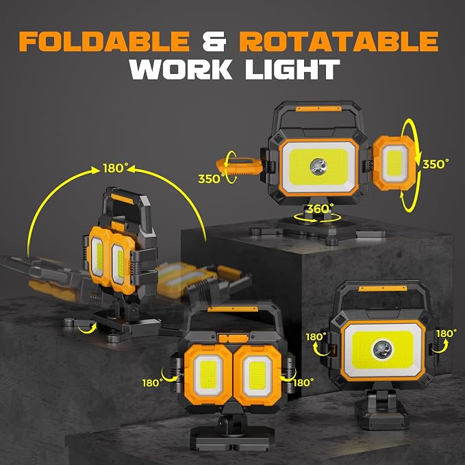 YZONI 40W Rechargeable Work Light, 4000LM Magnetic LED Work Light - Image 4