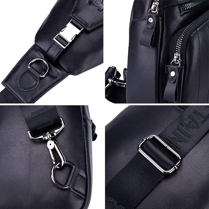 Hebetag Leather Sling Bag Crossbody Backpack - Image 5