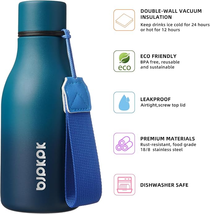 BJPKPK Insulated Water Bottles, 12oz Stainless Steel Metal Water Bottle - Image 2