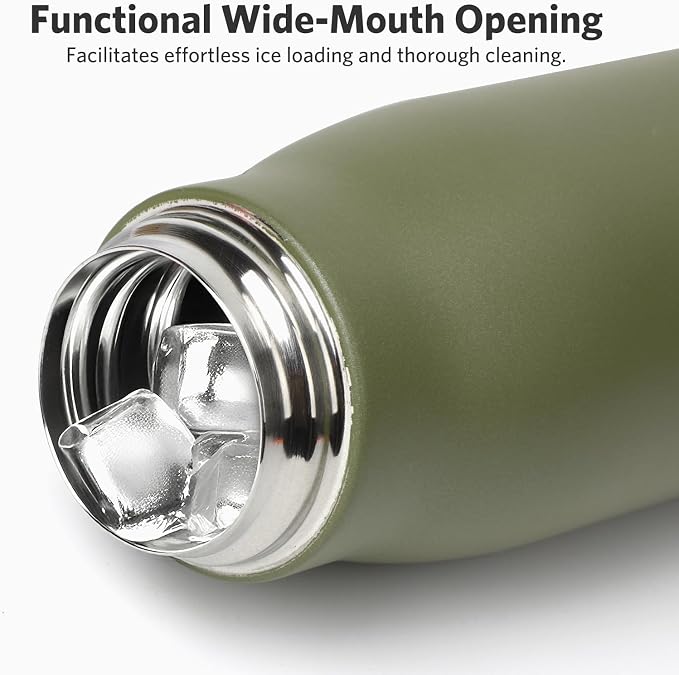 Small Water Bottle, Dusgut Insulated Water Bottle, Stainless Steel, Wide Mouth - Image 2