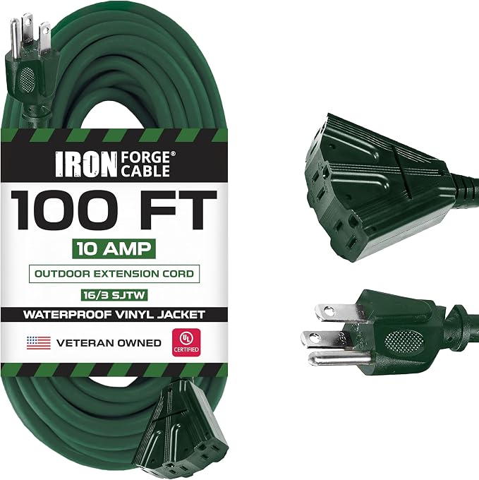 Iron Forge Cable 100ft Green Outdoor Extension Cord by IronForgeCable