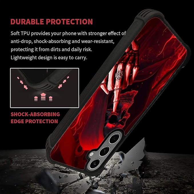 for Samsung Galaxy S24 S25 Plus Case, Gestures Funny Skull Pattern Graphic - Image 7