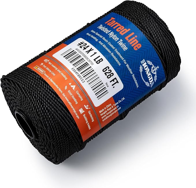 HONGDA Tarred Bank Line Twine, 628 Feet Nylon Twine #24 Bank Line-Black Nylon - Image 5