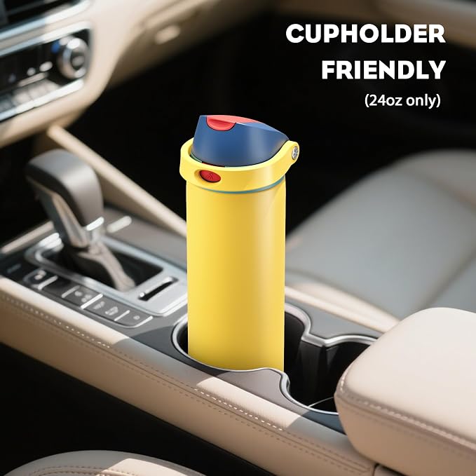 POWCAN 24 oz Stainless Steel Water Bottle: 2-in-1 Push-Button Spout & - Image 5