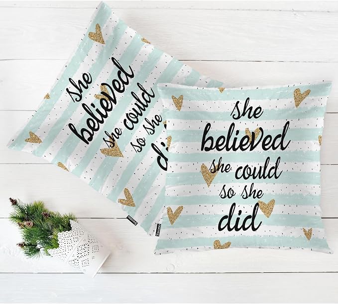 Swono Motivational Quote Pack of 2 Decorative Throw Pillow Covers Cushion Covers - Image 5