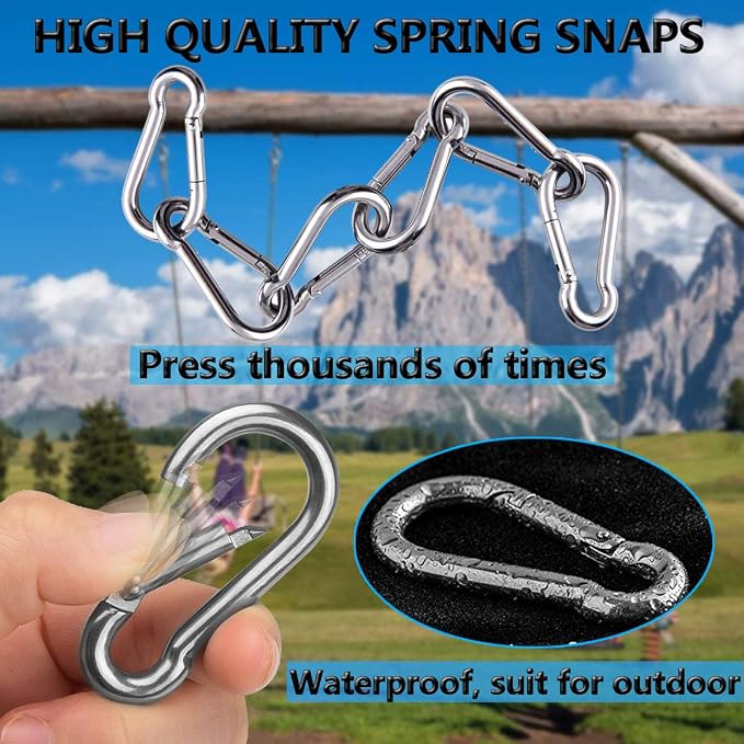 Spring Snap Hooks, 304 Stainless Steel Metal Clip Heavy Duty Rope Connector - Image 6
