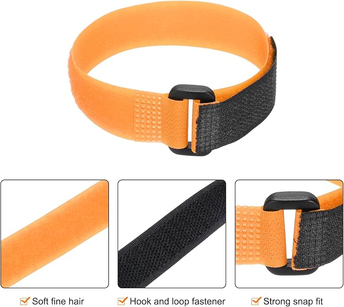 MECCANIXITY 5Pcs Reusable Battery Tie Down Straps, 0.8x12" Orange Nylon - Image 3
