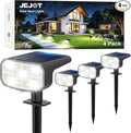 Solar Spot Lights Outdoor Waterproof IP65, 4 Pack, Cool Light, 2 Lighting Modes by JEJOT