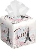 Tissue Box Cover Square, Paris Eiffel Tower Tissue Box Holder Waterproof by Unknown