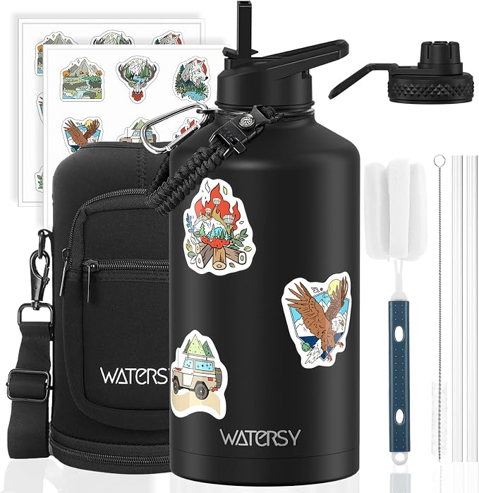 87oz Insulated Water Bottle, BPA Free&Leak Proof, 1.5 Gallon Stainless Steel by Watersy
