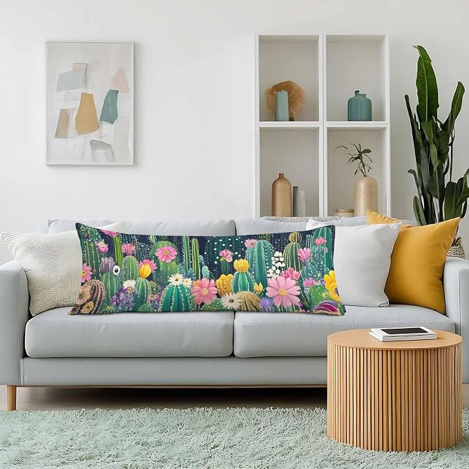 Cactus Decorative Body Pillows for Home, Tropical Cactus Floral Body Pillow - Image 2
