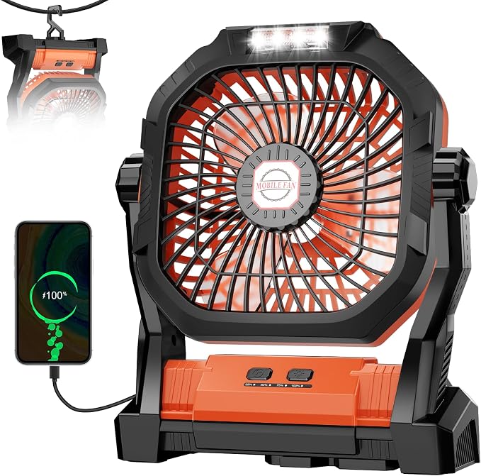 Camping Fan Rechargeable, 20000mAh Battery Powered Portable Fan - Image 2