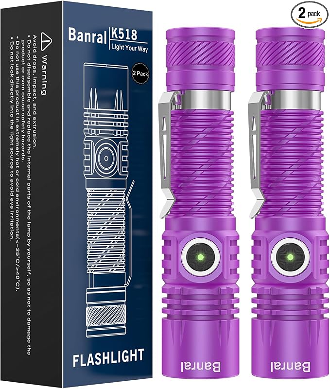Rechargeable Tactical Flashlights, High Lumens Small Mini USB-C LED Flashlight by Banral
