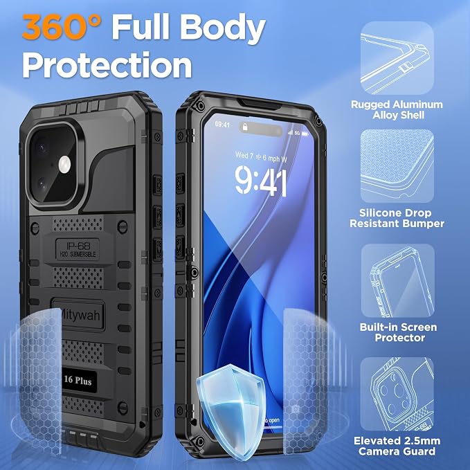 Mitywah Waterproof Case for iPhone 16 Plus, Shockproof Heavy Duty Case - Image 5