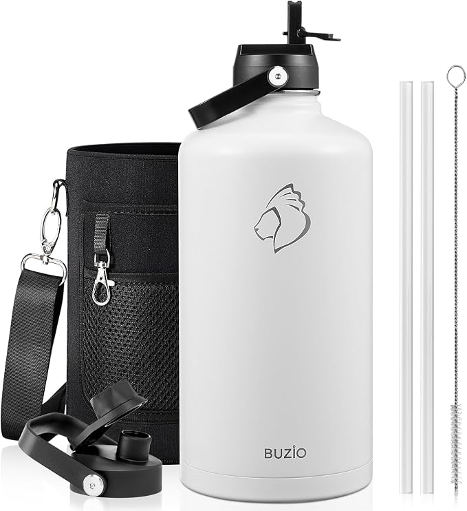 BUZIO Gallon Water Bottle Insulated, 128 oz Large Water Jug Vacuum Stainless by BUZIO