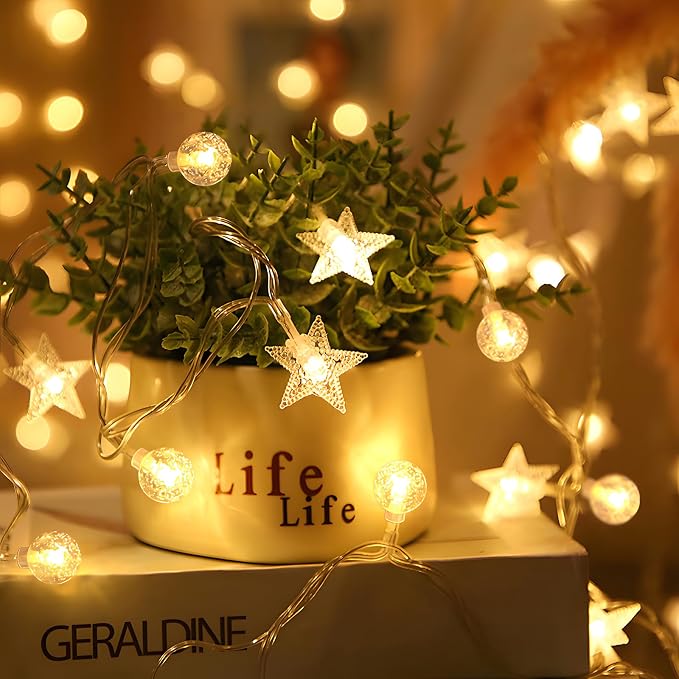 Crystal Globe & Star String Lights Plug in - 72 FT 160 LED Star Fairy String - Image 8