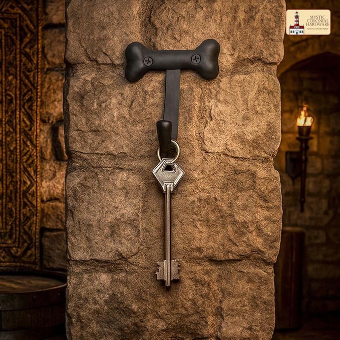 Mystic Colonial Medieval Cast Iron Bone-Shaped Wall Hook | Rustic Gothic - Image 3
