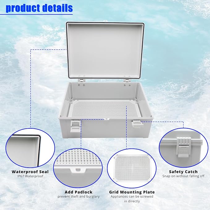 MAKERELE Outdoor electrical Box Weatherproof Includes Internal Mounting Panel - Image 4