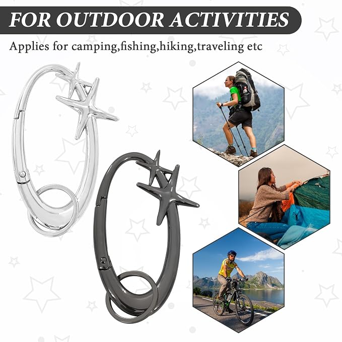 2PCS Star Carabiner, Shiny Y2K Cute Carabiner, Simple Alloy Material, Suitable - Image 7