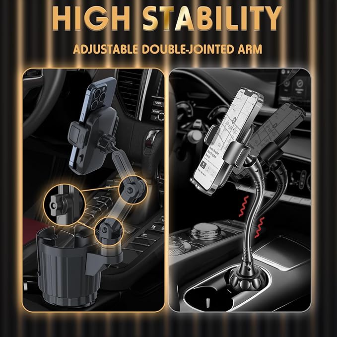 Phone Holders for Your Car, 2 in 1 Universal Cup Holder Expander Adjustable Base - Image 2