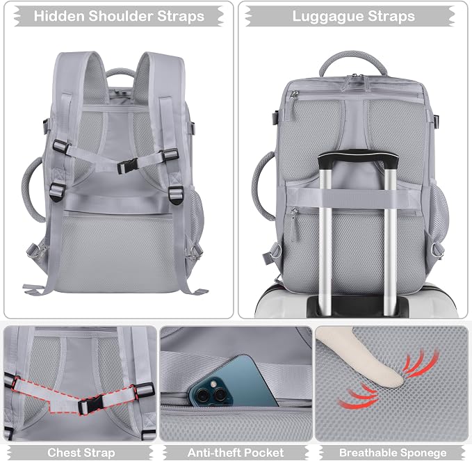 Hanples Large Travel Backpack for Women as Person Item Flight Approved - Image 8