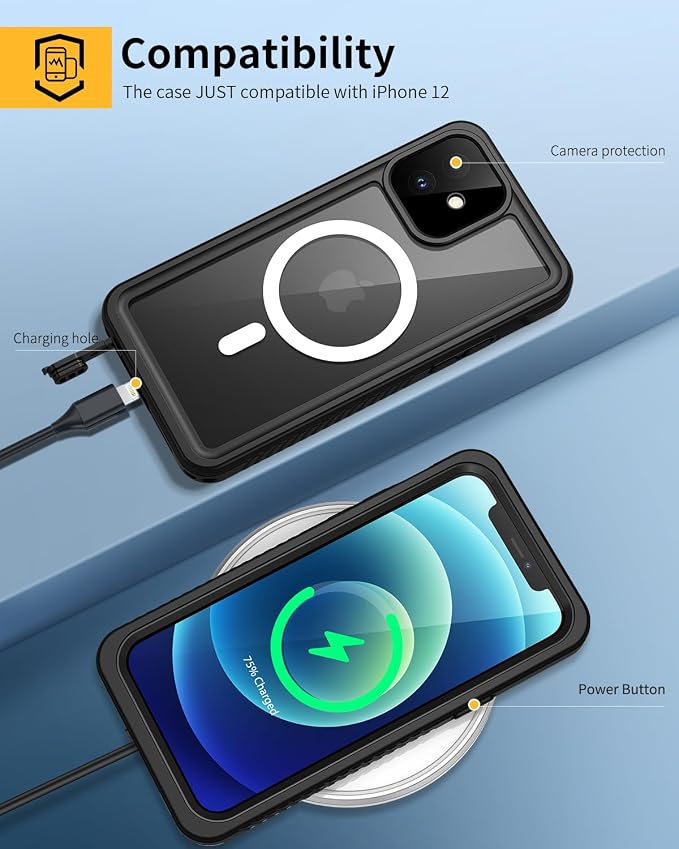 Lanhiem for iPhone 12 Magnetic Case, IP68 Waterproof Dustproof Case - Image 6
